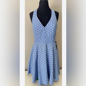 City Studio Blue Polka Dot Halter Dress-Juniors size 5